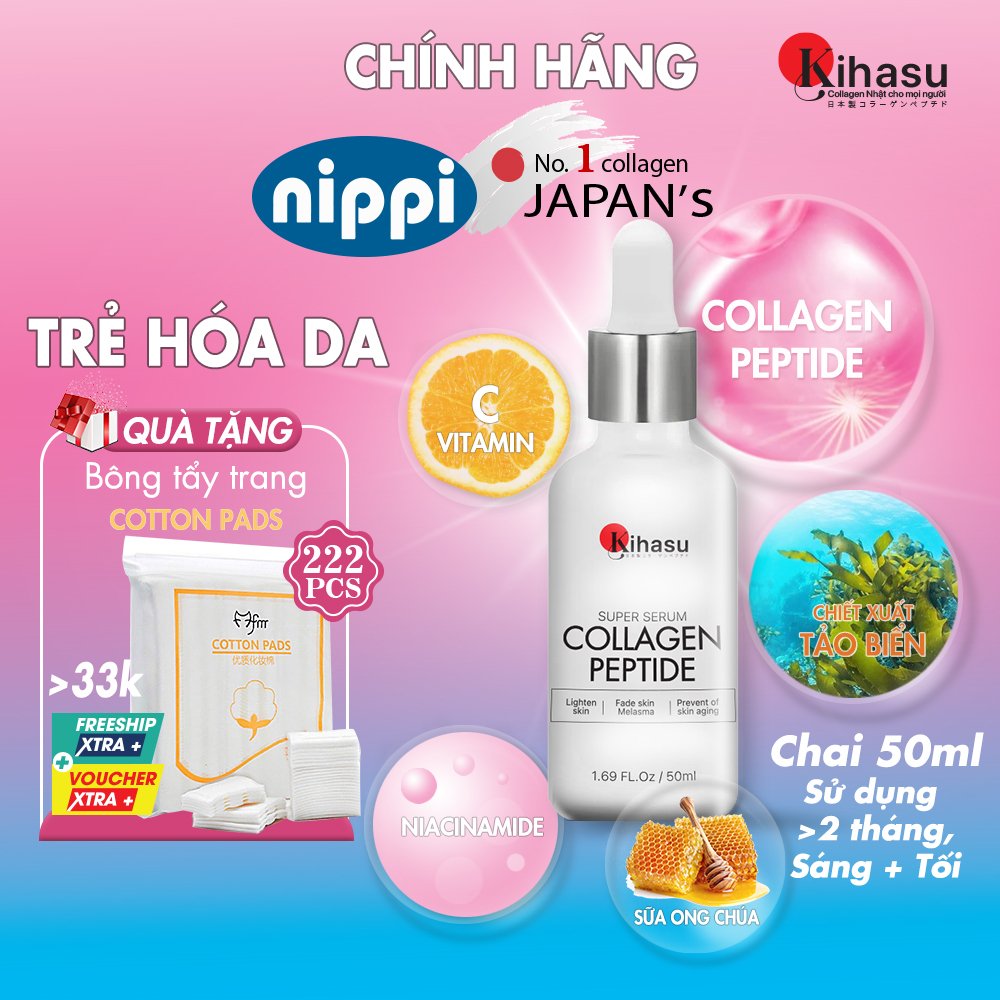 (Đã bán 55) Combo 2 chai 100ml: mờ thâm nám sạm, tàn nhang, đốm nâu, đồi mồi, chân chim, sáng da với serum collagen KIHASU nam + nữ