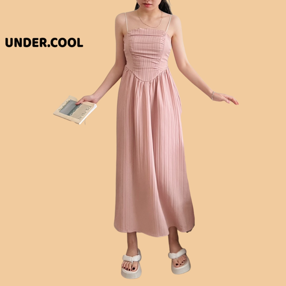 Váy Dự Tiệc UNDERCOOL Hai Dây Maxi Sợi Bún Tiểu Thư Màu Trắng, Đen, Hồng, VL18