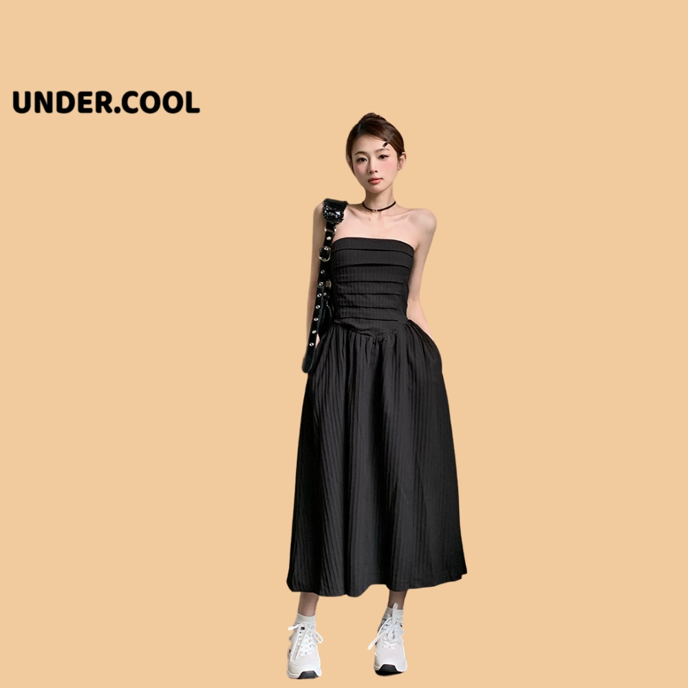 Váy Dự Tiệc UNDERCOOL Hai Dây Maxi Sợi Bún Tiểu Thư Màu Trắng, Đen, Hồng, VL18