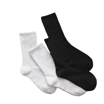 Tất nam TRƠN màu cotton cổ cao trung Black of Exit