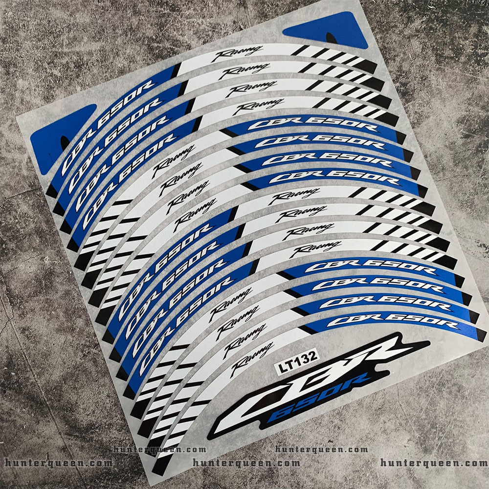 Set 16 decal phản quang dán vành bánh xe mô tô Cbr 650r, Cbr650. Tem bánh mâm chống nước siêu dính