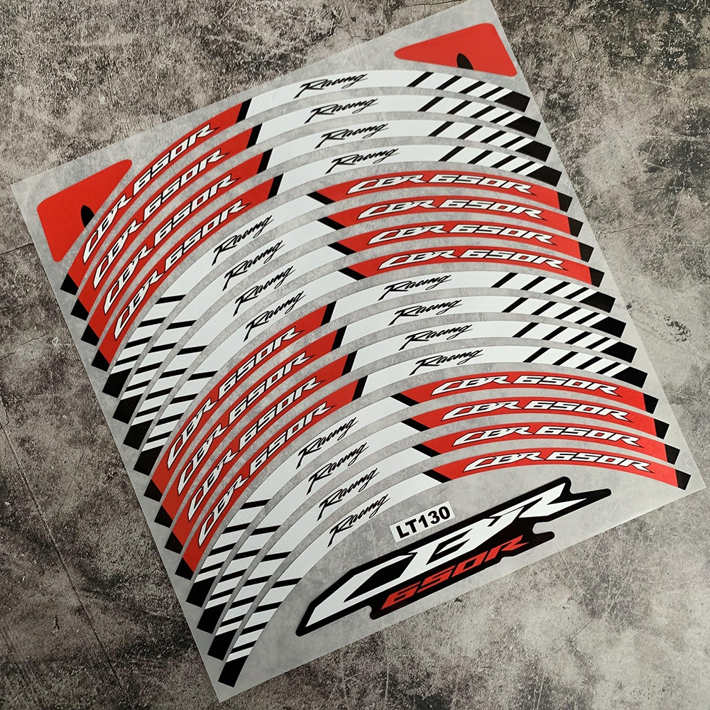 Set 16 decal phản quang dán vành bánh xe mô tô Cbr 650r, Cbr650. Tem bánh mâm chống nước siêu dính