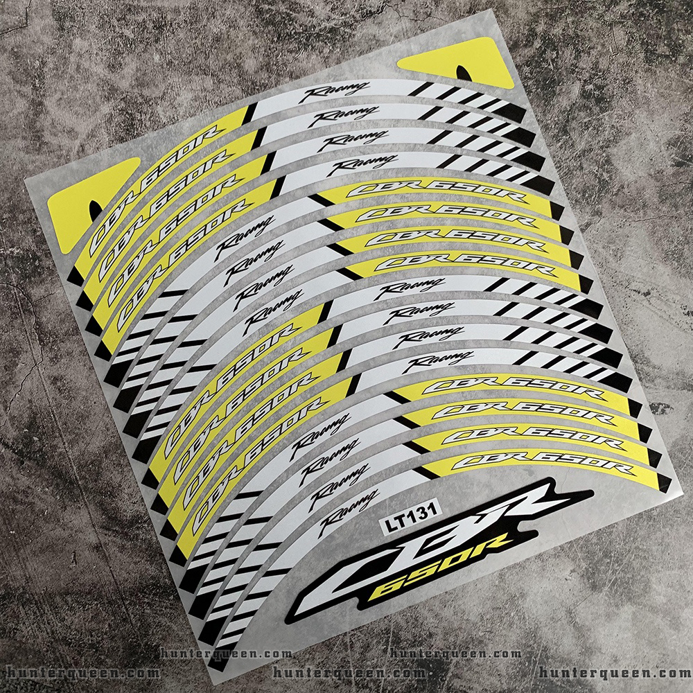 Set 16 decal phản quang dán vành bánh xe mô tô Cbr 650r, Cbr650. Tem bánh mâm chống nước siêu dính
