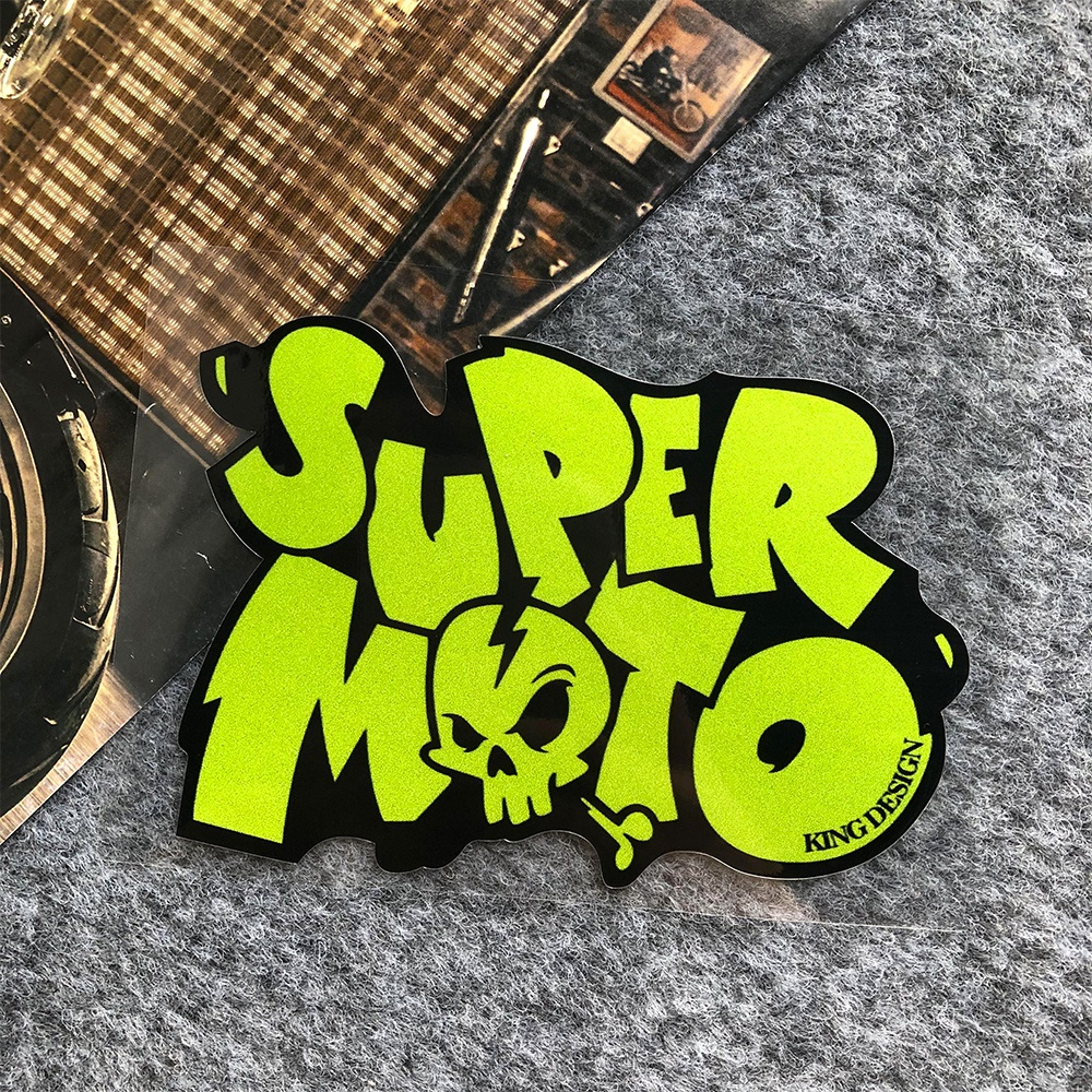 Super Moto Miếng Dán Trang Trí Mũ Bảo Hiểm / Xe Máy Phản Quang Chất Liệu Vinyl