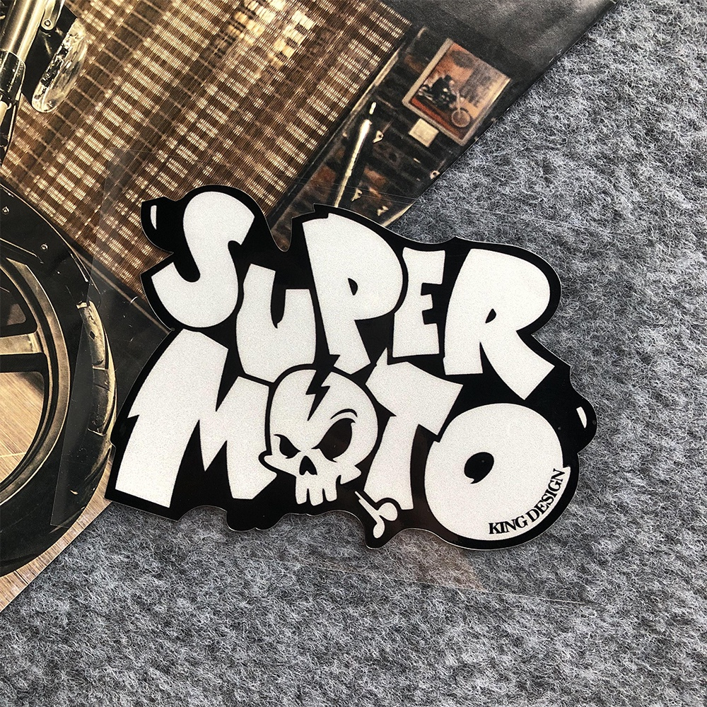 Super Moto Miếng Dán Trang Trí Mũ Bảo Hiểm / Xe Máy Phản Quang Chất Liệu Vinyl