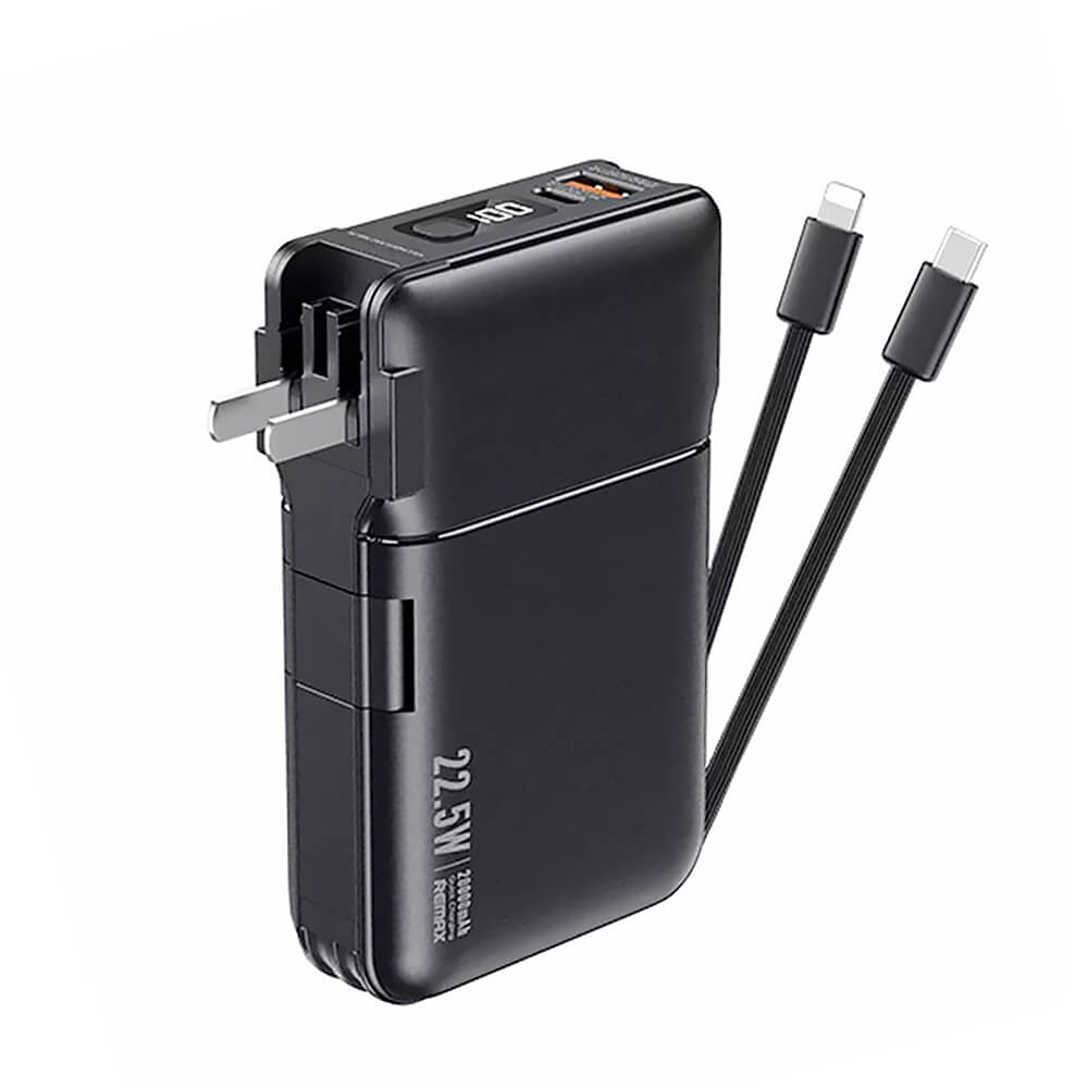 Cốc sạc nhanh Pin Dự Phòng RPP-267 20000mAh tích hợp 2 cáp sạc QC