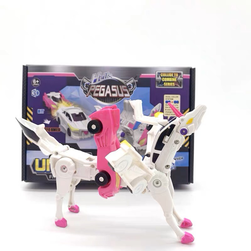 Ô tô biến hình kỳ lân rô bốt Unicorn - Bộ 2 ô tô biến hình lắp ghép kỳ ...