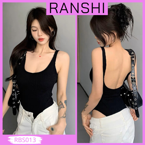 Áo Bodysuit Sát Nách CÓ MÚT NGỰC Hở Lưng Quyến Rũ RANSHI Áo Liền Thân HÀNG LOẠI 1 Tôn Body Chất Thun Dày Dặn - RBS013