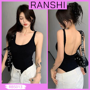 Áo Bodysuit Sát Nách CÓ MÚT NGỰC Hở Lưng Quyến Rũ RANSHI Áo Liền Thân Tôn Body Chất Thun Dày Dặn