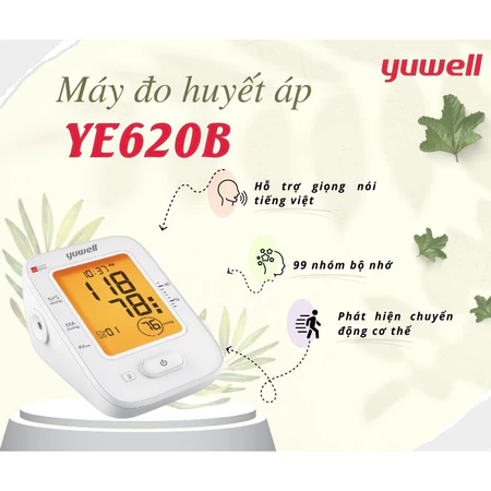 Máy Đo Huyết Áp Điện Tử Bắp Tay Chính Hãng YUWELL YE620B-Tặng Máy Đo Đường Huyết Yuwell Accusure 710