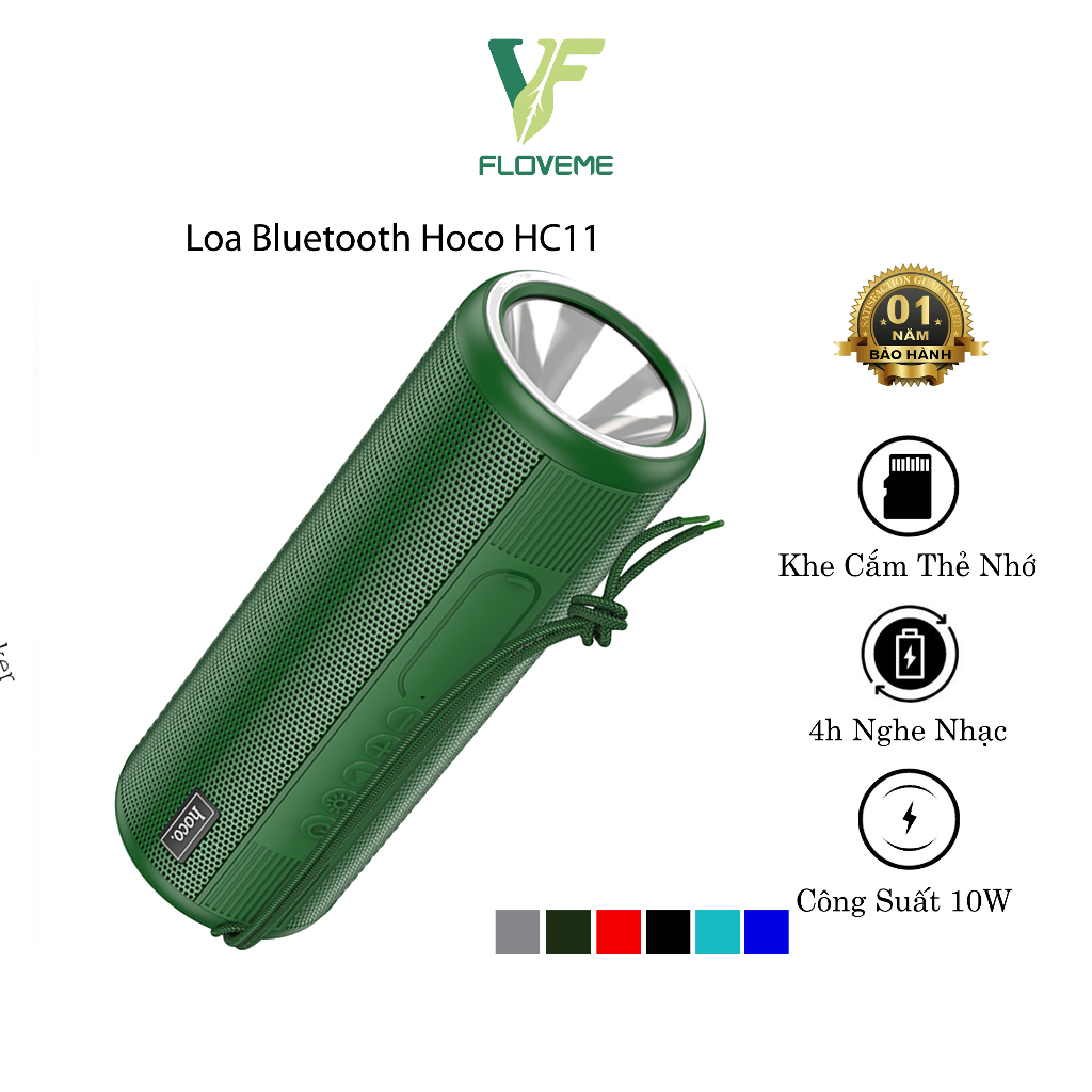 Loa Bluetooth Hoco HC11, Tích Hợp Đèn Pin, Hỗ Trợ Khe Cắm Thẻ Nhớ, USB ...
