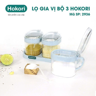Bộ 3 lọ gia vị Hokori kèm thìa có nắp nhựa Việt Nhật 2936,hũ đựng gia vị thông minh tiện lợi { H }