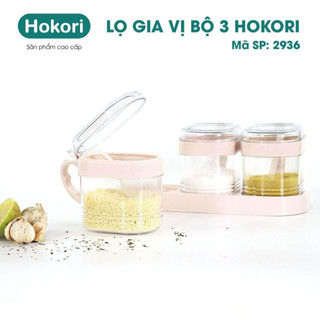 Bộ 3 lọ gia vị Hokori kèm thìa có nắp nhựa Việt Nhật 2936,hũ đựng gia vị thông minh tiện lợi { H }
