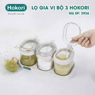 Bộ 3 lọ gia vị Hokori kèm thìa có nắp nhựa Việt Nhật 2936,hũ đựng gia vị thông minh tiện lợi { H }