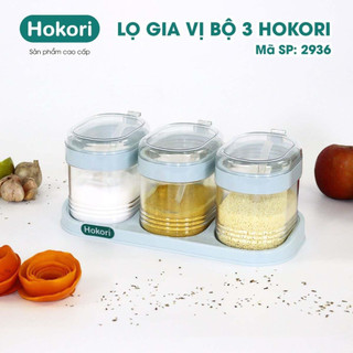 Bộ 3 lọ gia vị Hokori kèm thìa có nắp nhựa Việt Nhật 2936,hũ đựng gia vị thông minh tiện lợi { H }