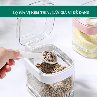 Bộ 3 lọ gia vị Hokori kèm thìa có nắp nhựa Việt Nhật 2936,hũ đựng gia vị thông minh tiện lợi { H }