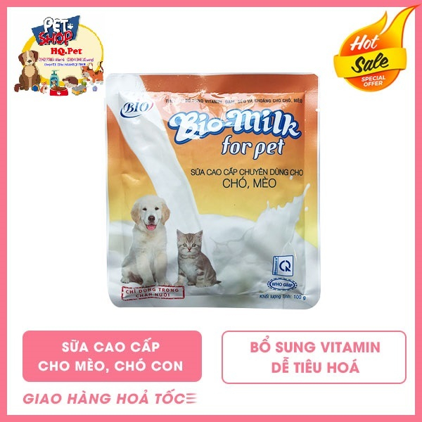 Sữa cho chó mèo con Bio/ Sữa Bio Milk For Pet Gói 100g | Shopee Việt Nam