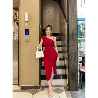 Đầm bèo lệch vai sang trọng thanh lịch [ Váy nữ thiết kế ].B004