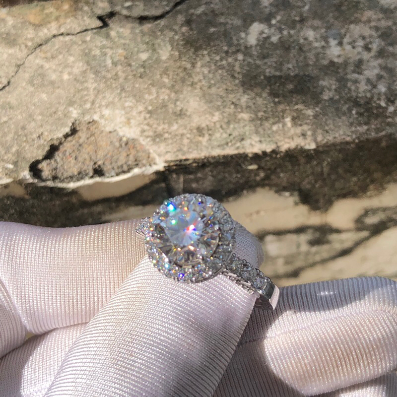 Nhẫn Moissanite-Viên chủ Moissanite 8,1ly, tấm Moissanite, trắng đẹp nhất, kiểm định, mã số cạnh