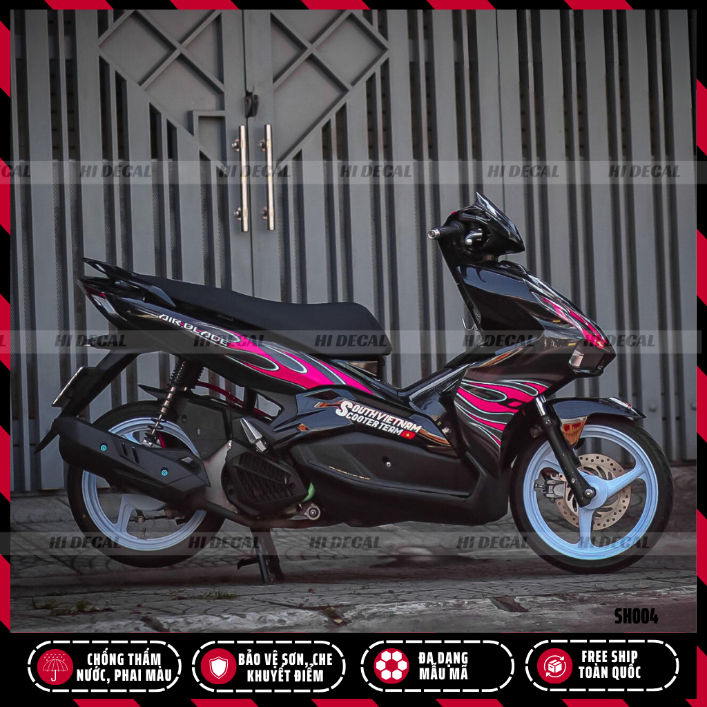 Tem lửa xe AB (AirBlade) dán xe các đời  |AB-001| Decal dán xe Acao cấp chống nước, bền màu