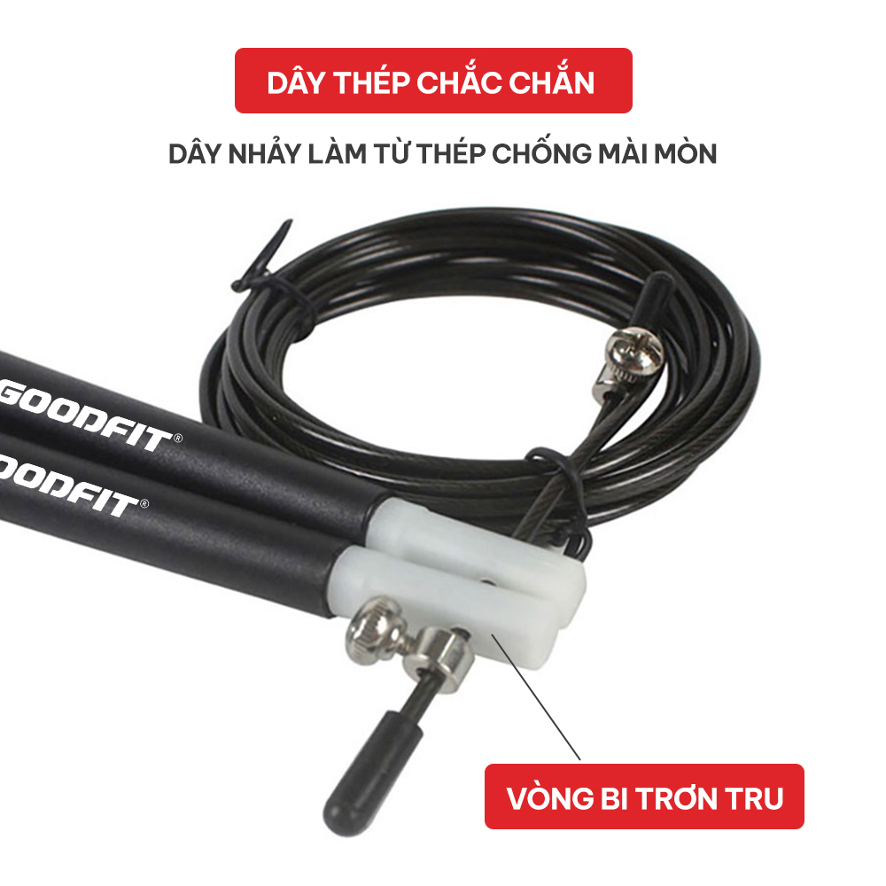 Dây nhảy thể dục chính hãng GoodFit GF904JR lõi thép siêu bền, hỗ trợ tập thể dục giảm cân, đốt mỡ