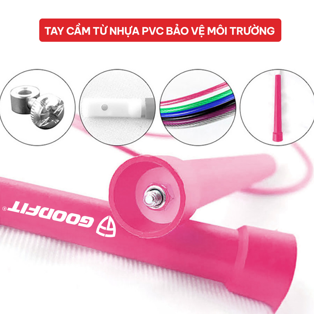 Dây nhảy thể dục chính hãng GoodFit GF904JR lõi thép siêu bền, hỗ trợ tập thể dục giảm cân, đốt mỡ