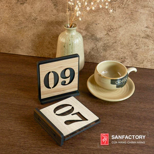 Bảng số bàn để bàn gỗ: Đánh số thứ tự cho quán cafe, trà sữa, quán bán đồ ăn uốn SAN-TS02
