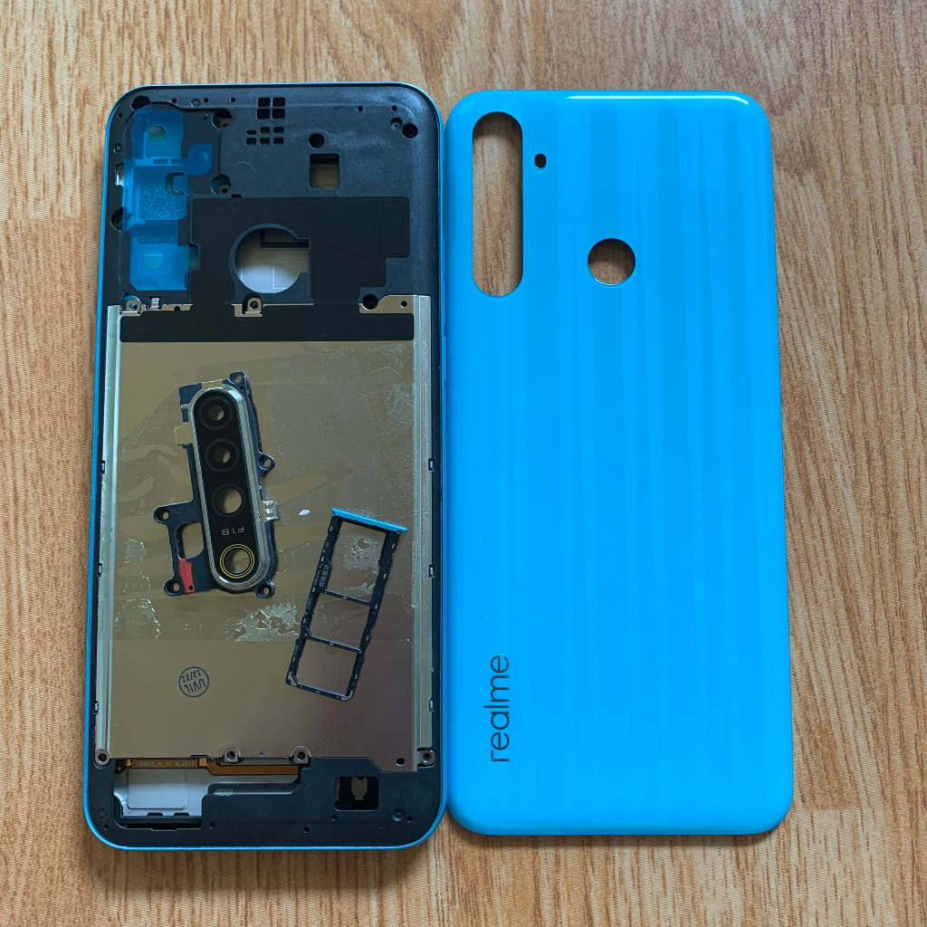 bộ vỏ Realme 6i - gồm lưng,sườn,xương,phím,kính và viền camera khay sim