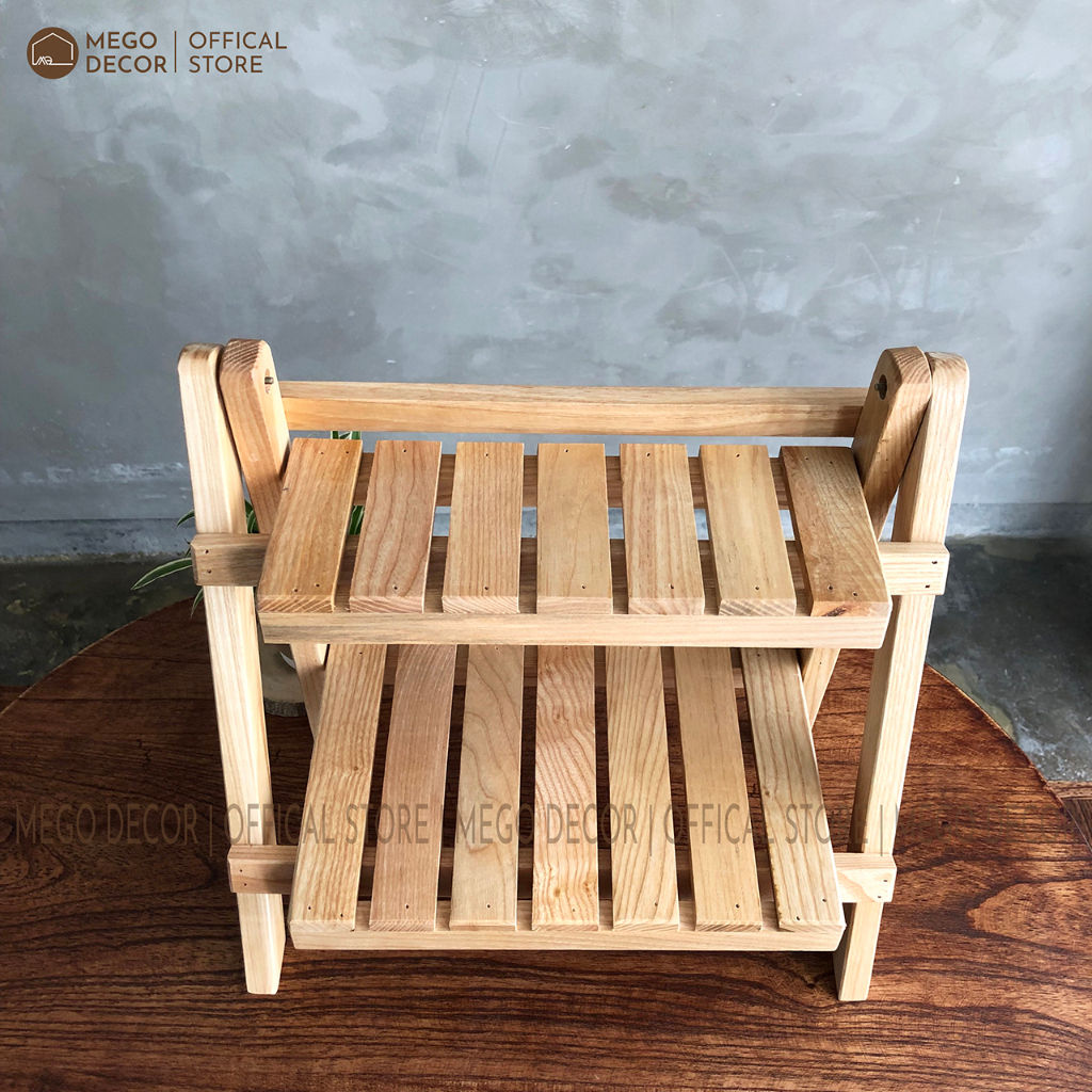 Kệ gỗ mini để bàn 2 tầng giá sách gỗ sồi để bàn decor cao cấp tự lắp ...