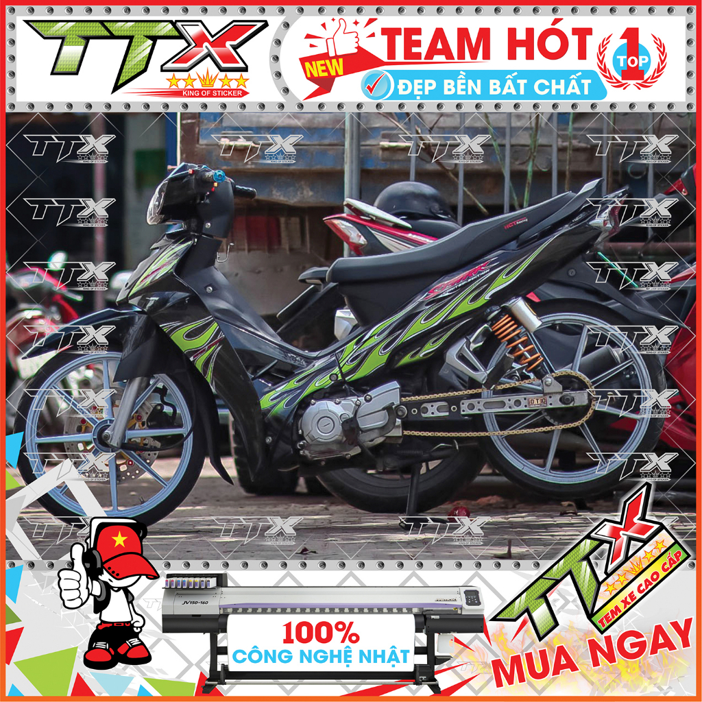 Tem Sirius Lửa Xanh Nõn Chuối Xe Full Đen Đẹp Lộng Lẫy - Mẫu Team ...