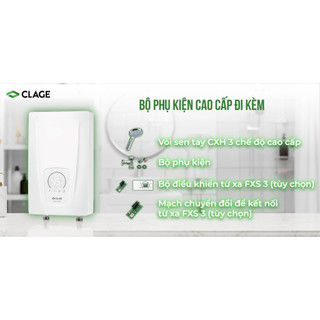 Máy nước nóng trực tiếp CLAGE CEX9 Plus, Chống Giật, Điều Khiển Thông Minh - Hàng Chính Hãng