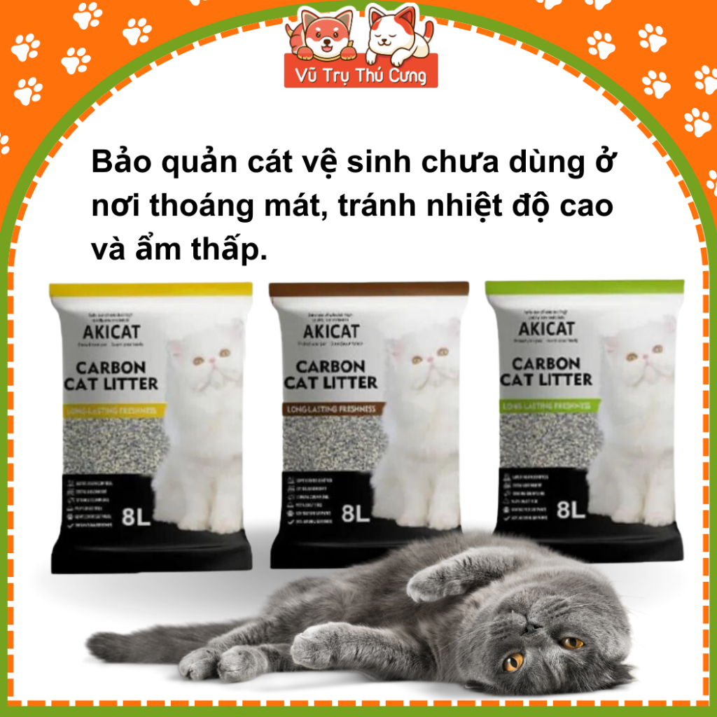 Cát vệ sinh cho Mèo than hoạt tính AKICAT 8L