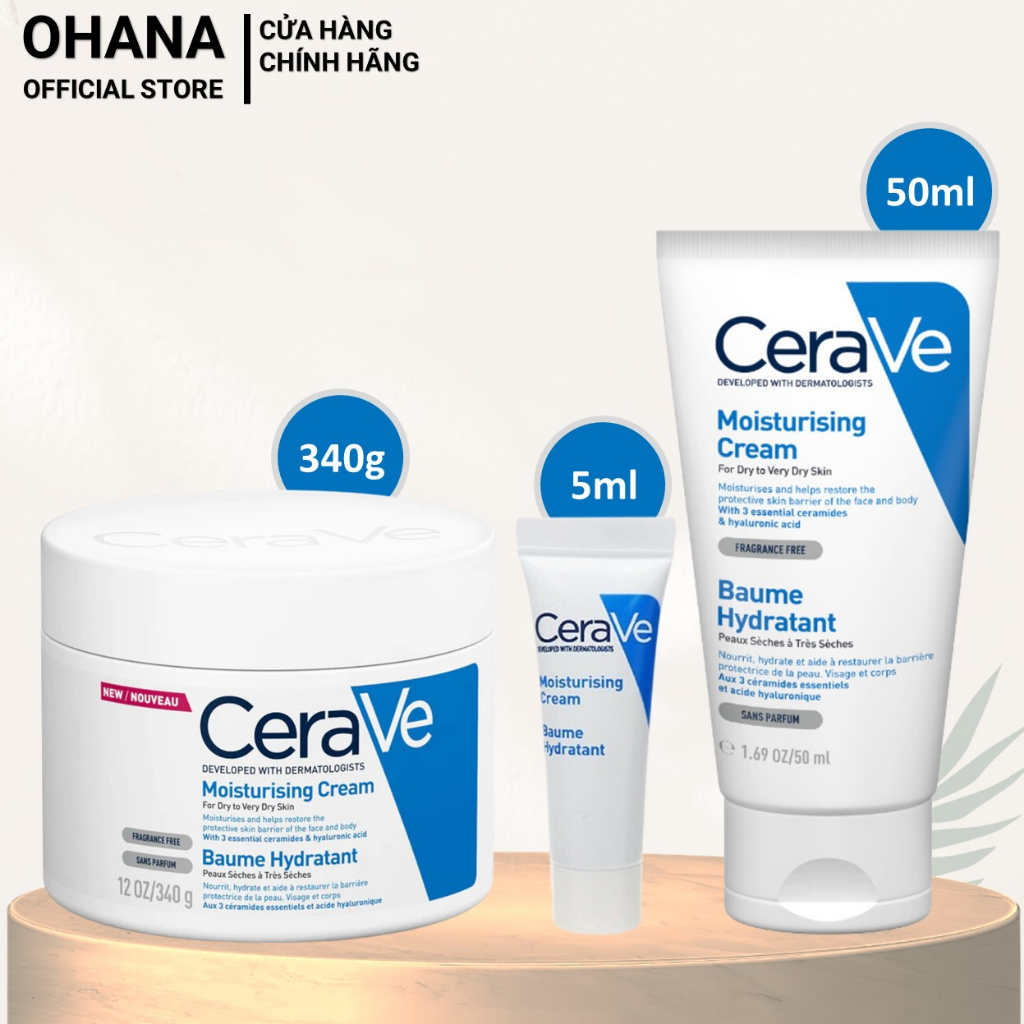 Kem Dưỡng Ẩm Cerave Dành Cho Da Khô Cerave Moisturizing Cream 5ml50ml340g454g Shopee Việt Nam 5567