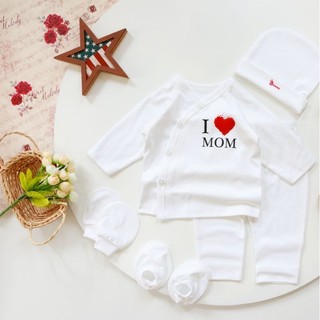 Bộ sơ sinh bé gái cúc chéo Bunny chất đẹp bao gồm nón vớ
