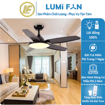 Quạt trần đèn trang trí Lumifan, Sải cánh 1m32, Quạt trần phòng khách, Quạt đèn trần gió mát