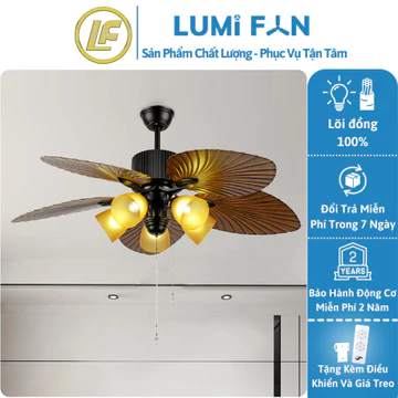 Quạt Đèn Trần Trang Trí LumiFan, Quạt Cánh Cọ, Quạt Trần Đèn Decor, Quạt Trang Trí Quán Cafe