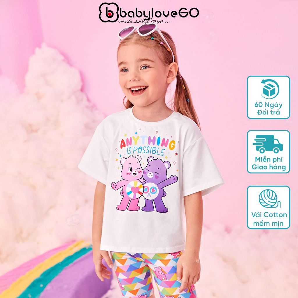 Áo phông cộc tay cho bé BabyloveGO áo bé gái in hình ý nghĩa chất cotton thoáng mát