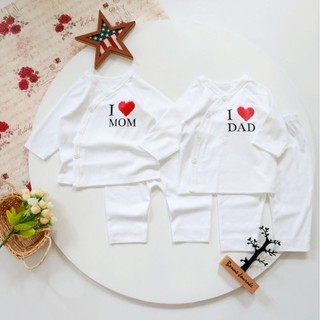 Set 2 bộ sơ sinh Mom+ Dad siêu cute