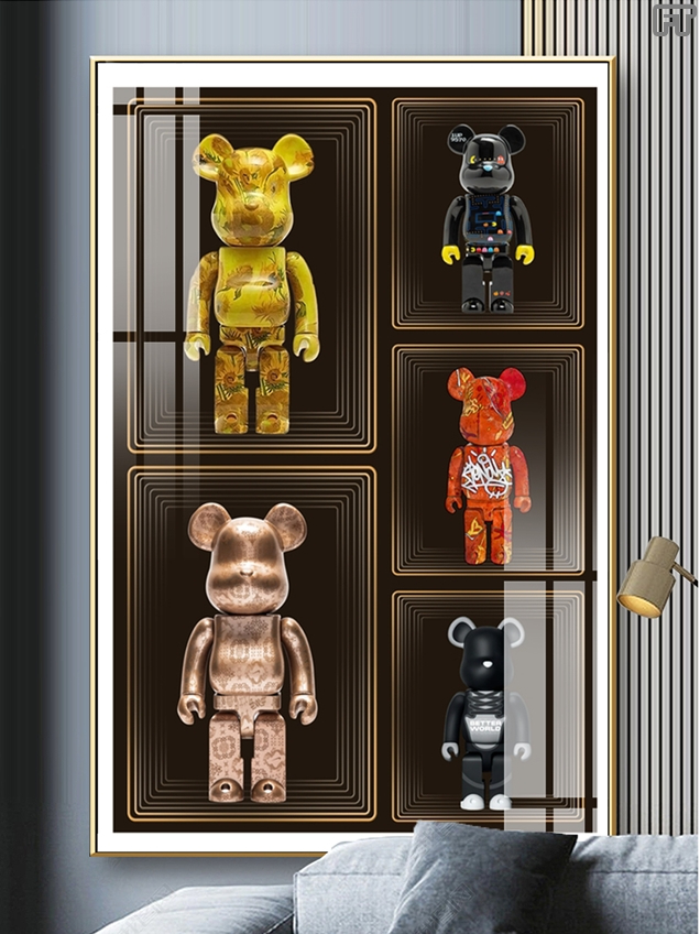 Tranh Treo Tường Gấu Kaws Bearbrick Toy Tráng Gương