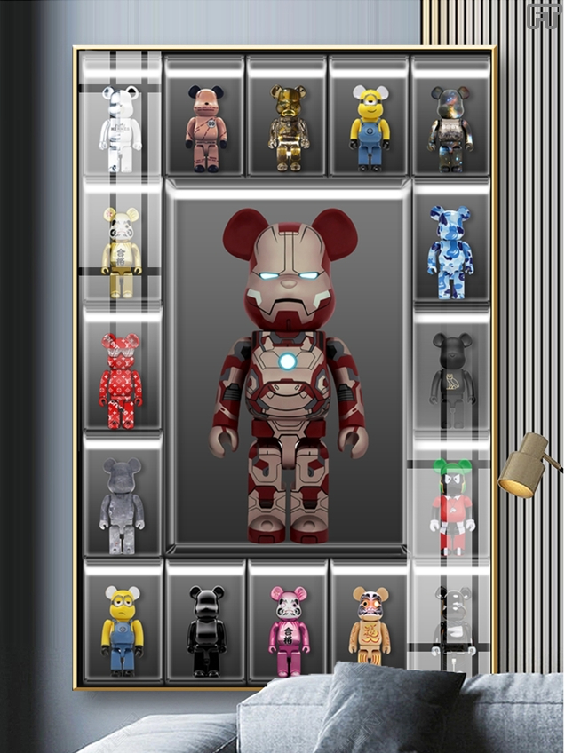 Tranh Treo Tường Gấu Kaws Bearbrick Toy Tráng Gương