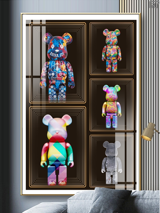 Tranh Treo Tường Gấu Kaws Bearbrick Toy Tráng Gương