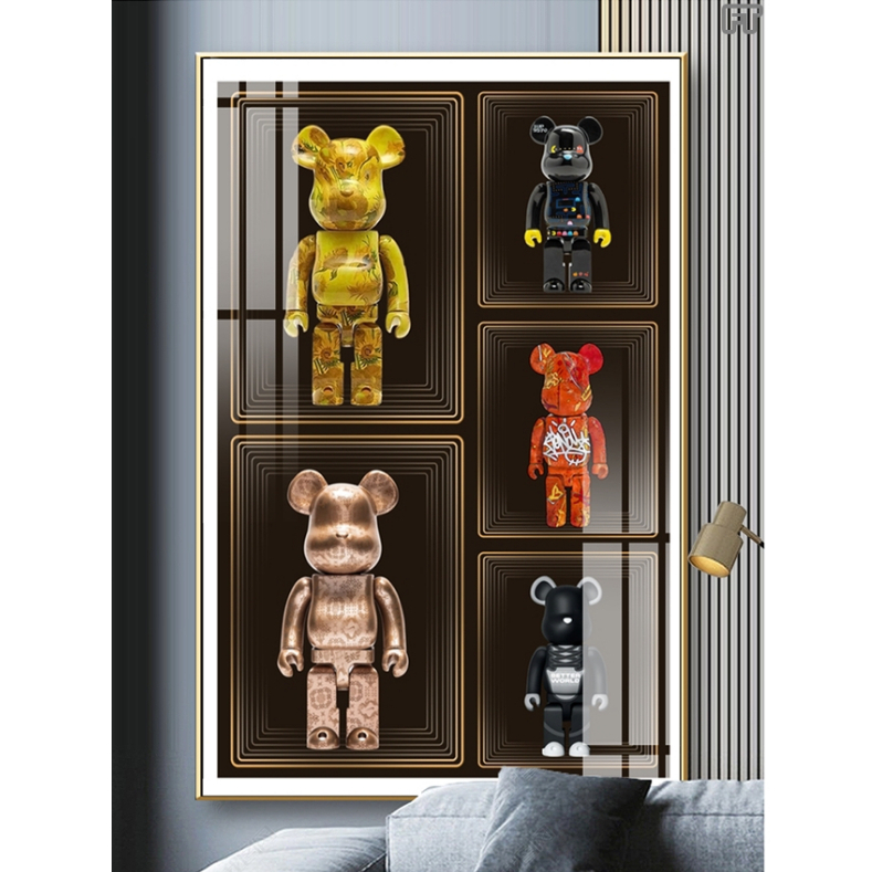 Tranh Treo Tường Gấu Kaws Bearbrick Toy Tráng Gương