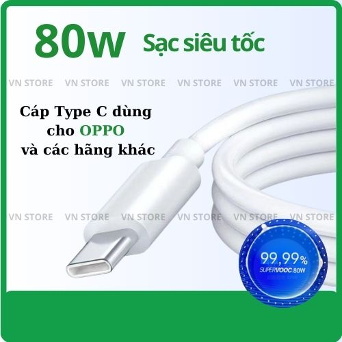 Cáp sạc nhanhVooc ,dây sạc nhanh 80w và truyền dữ liệu dùng cho các dòng diện thoại OPPO Realme