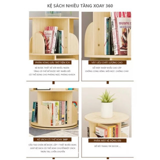 DQ HOME Kệ sách xoay tròn 360 độ thông minh tiện ích kích thước đa dạng M108