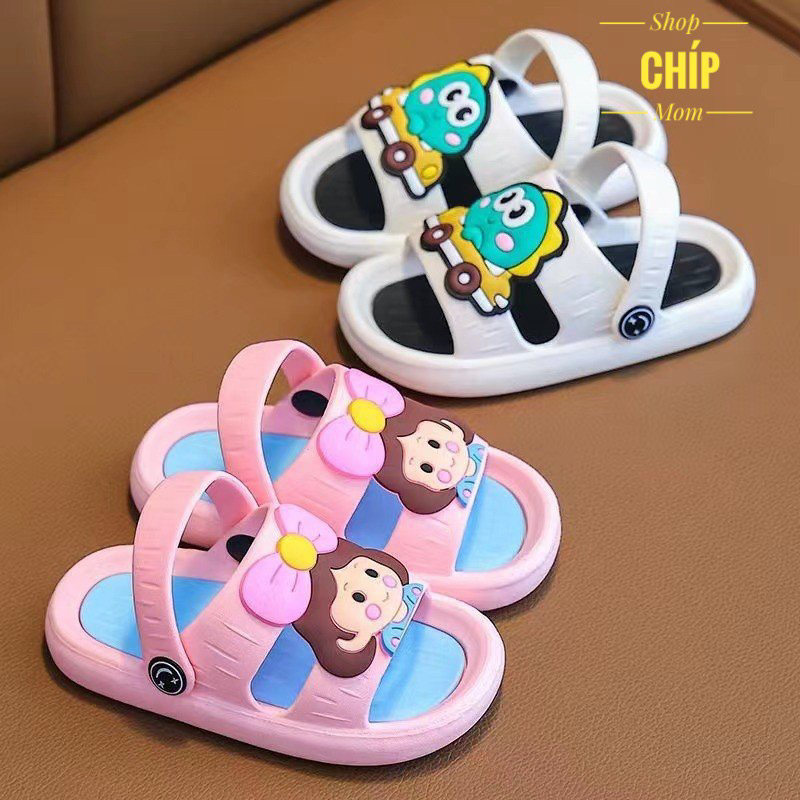xăng đan bé gái dép lê cho bé trai có quai nhựa đi mưa biển bền đẹp mùa hè êm chân khủng long cô gái 302 ( ảnh thật )