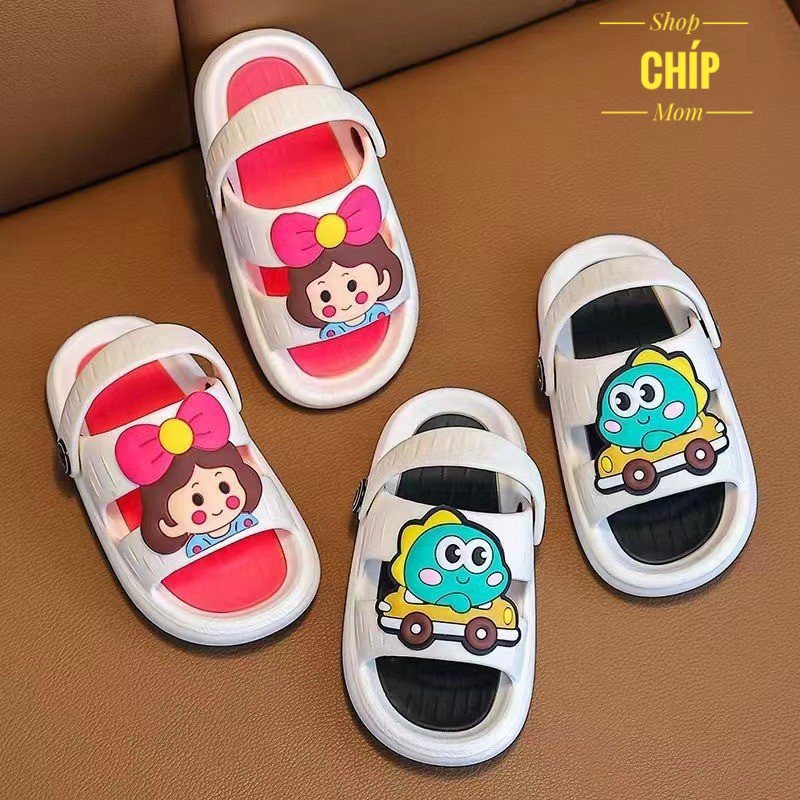xăng đan bé gái dép lê cho bé trai có quai nhựa đi mưa biển bền đẹp mùa hè êm chân khủng long cô gái 302 ( ảnh thật )
