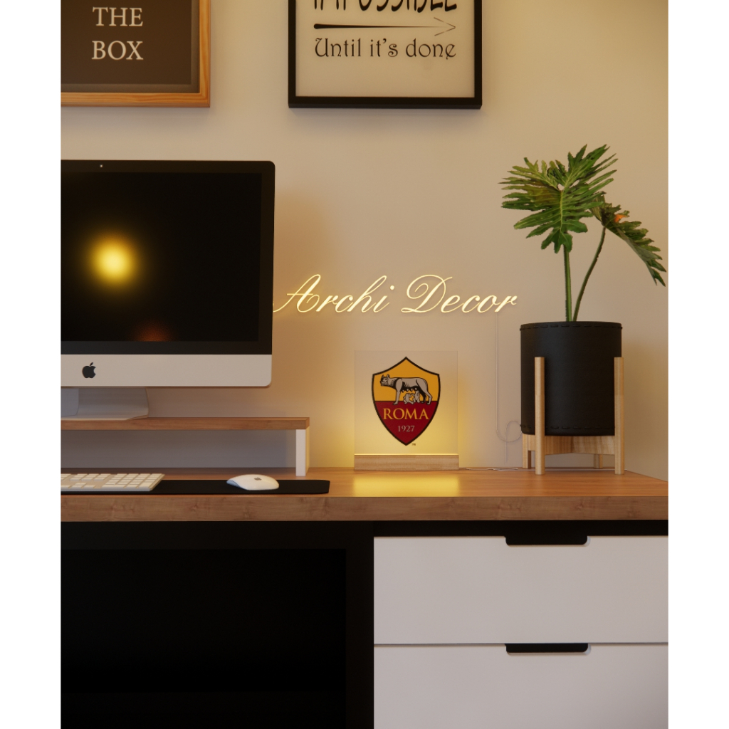 Đèn Mica Led In Logo AS Roma. Kích Thước 20*20 8 Màu, 6 Chế Độ Nháy, Điều Chỉnh Sáng Tối Tùy Thích