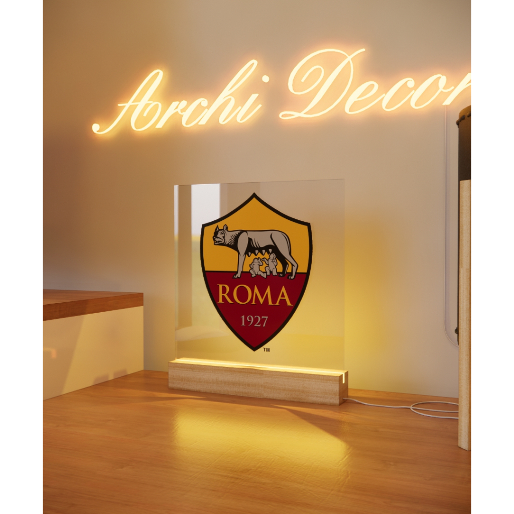 Đèn Mica Led In Logo AS Roma. Kích Thước 20*20 8 Màu, 6 Chế Độ Nháy, Điều Chỉnh Sáng Tối Tùy Thích