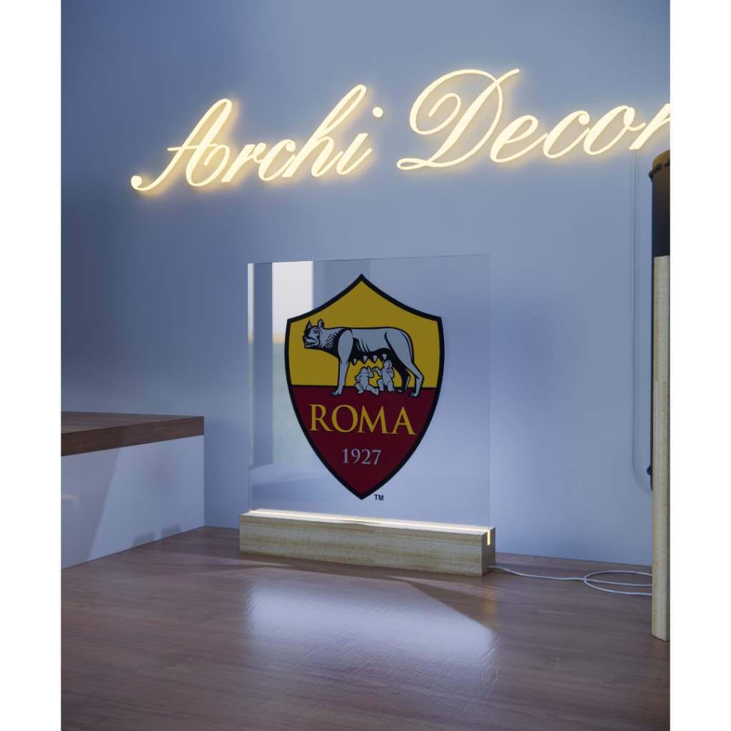 Đèn Mica Led In Logo AS Roma. Kích Thước 20*20 8 Màu, 6 Chế Độ Nháy, Điều Chỉnh Sáng Tối Tùy Thích
