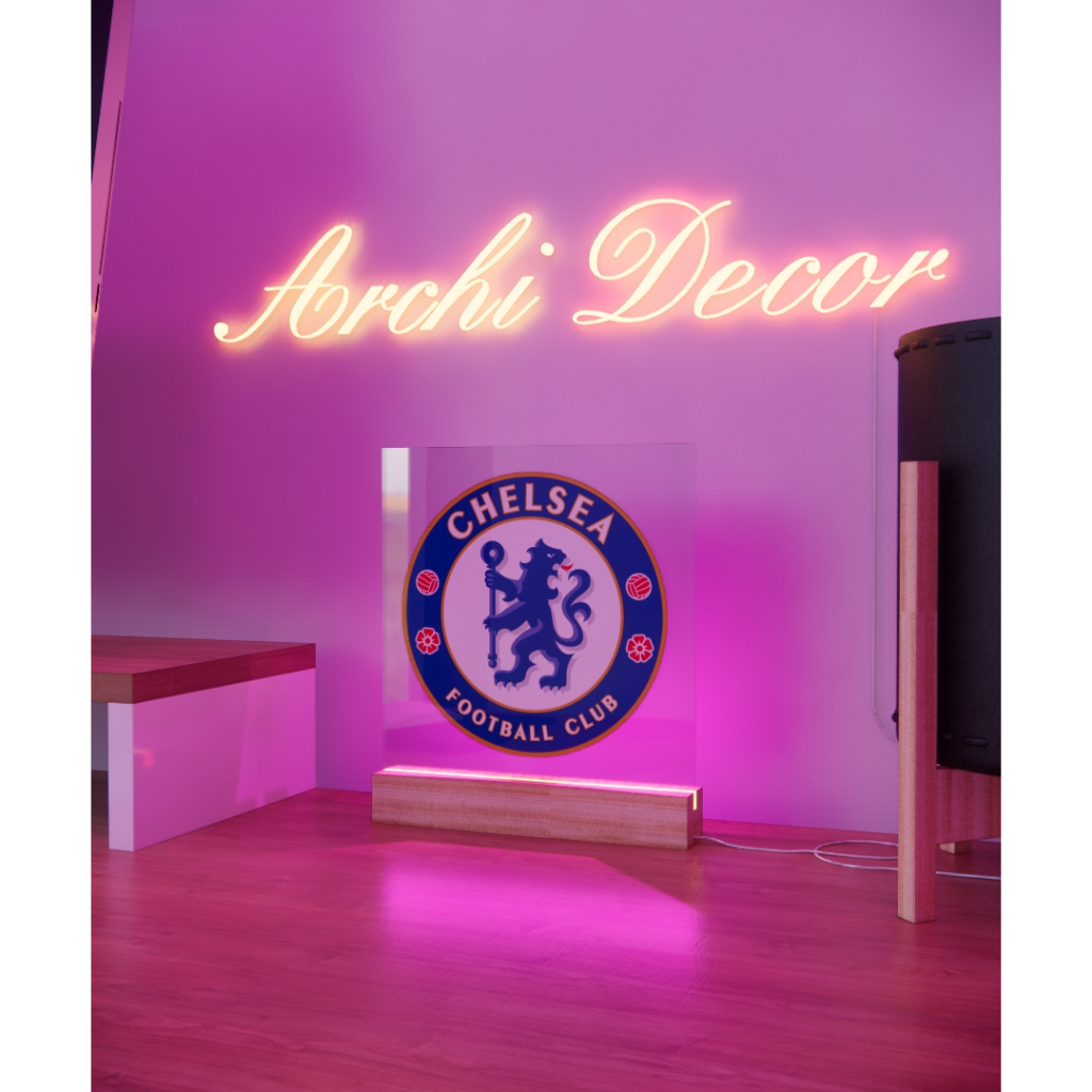 Đèn Mica Led In Logo Chelsea. Kích Thước 20*20 8 Màu, 6 Chế Độ Nháy, Điều Chỉnh Sáng Tối Tùy Thích